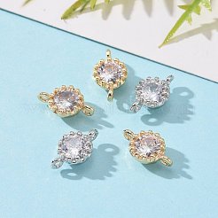 Flower Brass Micro Pave Cubic Zirconia Links&nbsp;X-ZIRC-L054-09-NR