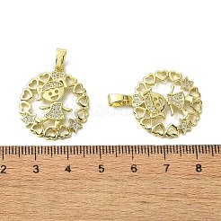 Rack Plating Brass Micro Pave Cubic Zirconia Pendants&nbsp;KK-R157-13B-G