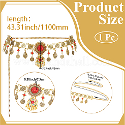 1Pc Alloy Coin Red Flower Waist Belly Chains for Dancer&nbsp;AJEW-GF0015-05