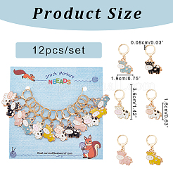 12Pcs 6 Colors Alloy Enamel Cow Charm Locking Stitch Markers&nbsp;HJEW-PH01533
