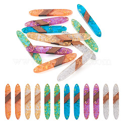 12Pcs 6 Colors Transparent Resin & Walnut Wood Big Pendants&nbsp;WOOD-TA0002-03