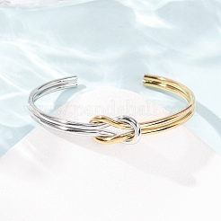 Duo Tone 304 Stainless Steel Knot Open Cuff Bangles for Women&nbsp;SA-CBA2192-05GP-01