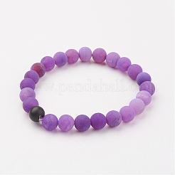 Frosted Natural Weathered Agate(Dyed) Stretch Bracelets&nbsp;BJEW-JB03135