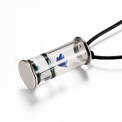 Glass Wishing Bottle Leather Cord Pendant Necklaces&nbsp;NJEW-Z009-A02