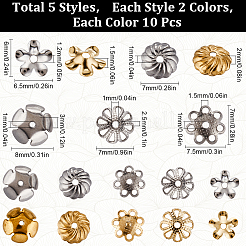100Pcs 10 Style 304 Stainless Steel Bead Caps&nbsp;STAS-SC0007-92