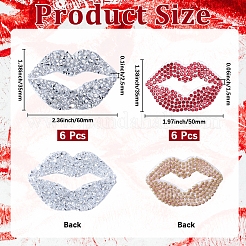 12Pcs 2 Colors Lip Hotfix Resin Rhinestone (Hot Melt Adhesive On The Back)&nbsp;DIY-GF0011-60