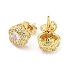 Brass Micro Pave Cubic Zirconia Ear Studs&nbsp;EJEW-P261-16G