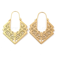304 Stainless Steel Hollow Rhombus Hoop Earrings&nbsp;EJEW-P248-05G