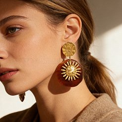Resin Dangle Stud Earrings&nbsp;WG0BA8B-01