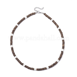 Natural White Shell & Coconut Heishi Beaded Necklaces for Women&nbsp;NJEW-JN05473-02
