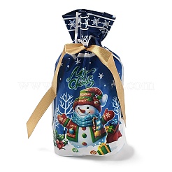 Christmas Snowman Plastic Packing Pouches Drawstring Bags&nbsp;ABAG-Q053-03A