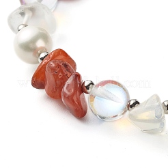 Natural Agate Chip Beaded Bracelet for Girl Women&nbsp;X1-BJEW-TA00019-01