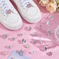 24Pcs 12 Styles Alloy Rhinestone & Resin Shoelace Buckle Clips&nbsp;HJEW-HY00148