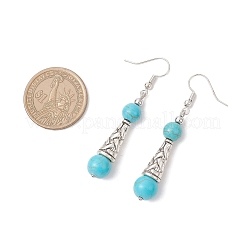 Brass Synthetic Turquoise Dangle Earrings&nbsp;EJEW-JE06535-02