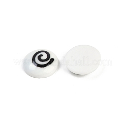 White and Black Flat Round Cartoon Resin Cabochons&nbsp;CRES-Q009-01E