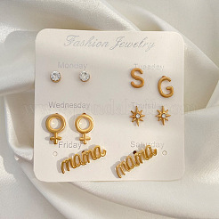 Letter Alloy Stud Earring Sets&nbsp;WH-WG09E3C-01
