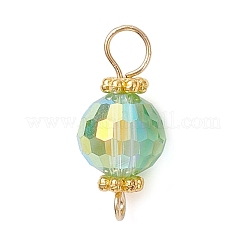 Faceted Round Glass Connector Charms&nbsp;PALLOY-JF04306