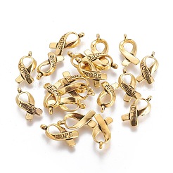Breast Cancer Awareness Ribbon Carved Word Hope Tibetan Style Alloy Pendants&nbsp;LS-TIBEP-LF5104YKG-AG-FF
