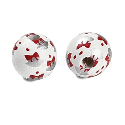 Christmas Printed Schima Wood European Beads&nbsp;WOOD-G024-02D