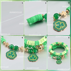 Saint Patrick's Day Theme DIY Polymer Clay Beads Multi-layer Bracelet Making Kits&nbsp;DIY-SC0028-61