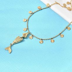 304 Stainless Steel Fish Pendant Necklaces for Women&nbsp;NJEW-F362-01G
