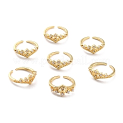 Clear Cubic Zirconia Heart Wing Open Cuff Ring for Women&nbsp;RJEW-C018-19G