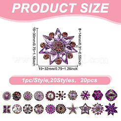 20Pcs Alloy Rhinestone Snap Button&nbsp;BUTT-GO0001-03A