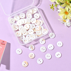 60Pcs 2-Hole Natural Shell Buttons&nbsp;BUTT-SP0001-16