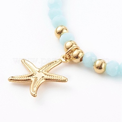 Golden Plated 304 Stainless Steel Stretch Charm Bracelets&nbsp;BJEW-JB06096-04