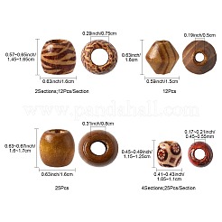 161Pcs 8 Styles Printed Natural Wood Beads&nbsp;WOOD-FS0001-52