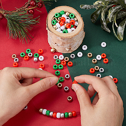 800Pcs 5 Colors Christmas Theme Opaque Plastic Beads&nbsp;KY-SP0001-09
