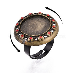 Adjustable Alloy & Iron & Rhinestone Bezel Cup Ring Base with Rotatable Tray&nbsp;MAK-T012-10AB
