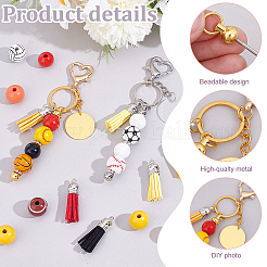 DIY Wood Sports Ball Beadable Keychain Jewelry Making Kits&nbsp;DIY-PH0023-91