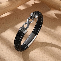 Braided Microfiber Leather Cord Bracelets for Men&nbsp;BJEW-Z081-07P-02