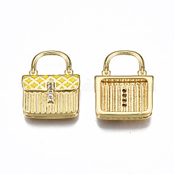 Brass Micro Pave Cubic Zirconia Enamel Pendants&nbsp;ZIRC-Q200-020D-NF