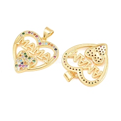 Brass Micro Pave Cubic Zirconia Pendants&nbsp;KK-D232-20G-05