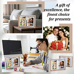 2Pcs Wood with Glass Double Rotatable Photo Frame Stand&nbsp;AJEW-WA0004-84B-01
