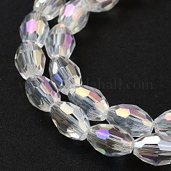 Transparent Electroplate Glass Beads Strands&nbsp;EGLA-A037-T6x8mm-B01