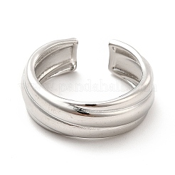 Non-Tarnish 304 Stainless Steel Grooved Open Cuff Ring for Women&nbsp;RJEW-F131-14P