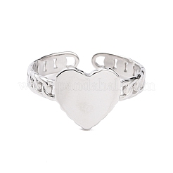 Non-Tarnish 304 Stainless Steel Heart Open Cuff Ring for Women&nbsp;RJEW-A005-05P