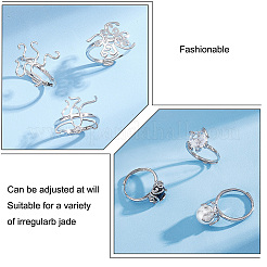 6Pcs 3 Style Adjustable Brass Ring Components&nbsp;FIND-PH0010-35