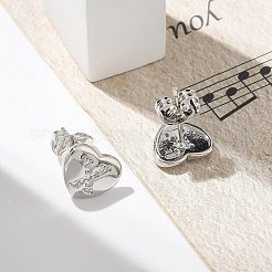 Rack Plating Brass Micro Pave Clear Cubic Zirconia Stud Earrings&nbsp;EJEW-K299-01P-X