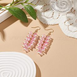 5 Pairs 5 Color Trumpet Flower Glass & Imitation Pearl Beaded Dangle Earrings&nbsp;EJEW-JE05100