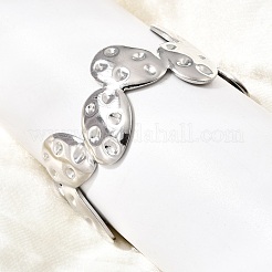 Hammered 304 Stainless Steel Cuff Bangles for Women&nbsp;BJEW-T030-03P