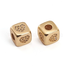 Brass Micro Pave Clear Cubic Zirconia Beads&nbsp;ZIRC-L091-022G