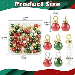 60Pcs 3 Colors Christmas Glass Pearl Pendants&nbsp;PALLOY-FS00066