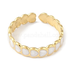 Ion Plating(IP) 304 Stainless Steel Enamel Heart Cuff Finger Rings&nbsp;RJEW-L107-089G-01