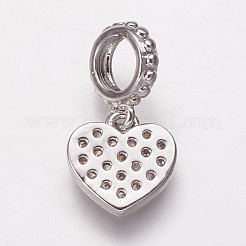 Brass Cubic Zirconia European Dangle Charms&nbsp;KK-P134-02