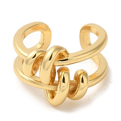 Spiral Rack Plating Brass Cuff Rings for Women&nbsp;RJEW-G323-01G