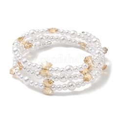 Glass & ABS Plastic Imitation Pearl Beaded Multi-srand Bracelets&nbsp;BJEW-JB12321-01
